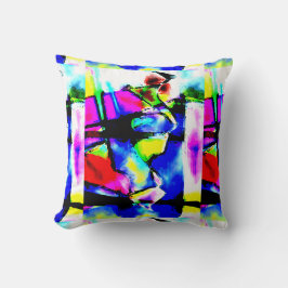 Blue Pink Black Yellow Green Patchwork Art Motif Kudde