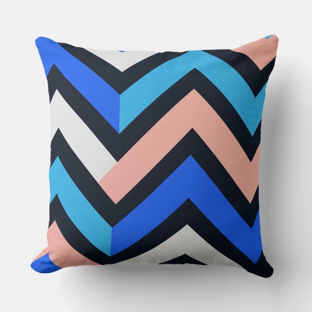 Blue Pink Chevron Geometric Pattern Kudde (Framsida)