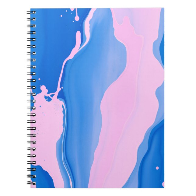 Blue & Pink Fluid Abstract  Anteckningsbok (Framsidan)
