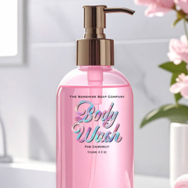 Blue Pink Holographic Clear Body Wash Label Fyrkantigt Klistermärke