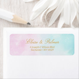 Blue Pink Ombre Gender Neutral Reveal Baby Shower Returadress Etikett