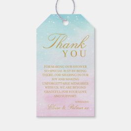 Blue Pink Ombre Gender Reveal Baby Shower Thank Presentetikett