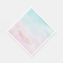 Blue Pink Ombre Gender Reveal Baby Shower Welcome Pappersservett