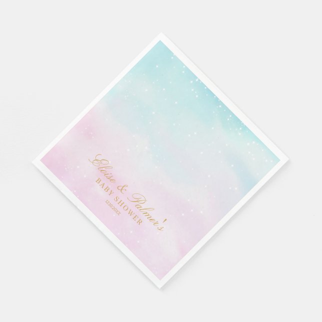 Blue Pink Ombre Gender Reveal Baby Shower Welcome Pappersservett (Hörn)