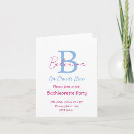 blue pink on clouds nine monogram bachelorette par inbjudan