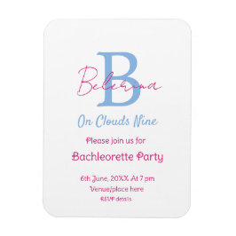 blue pink on clouds nine monogram bachelorette par magnet