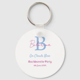 blue pink on clouds nine monogram bachelorette par nyckelring