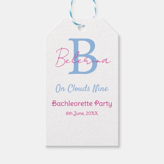 blue pink on clouds nine monogram bachelorette par presentetikett (Framsidan)