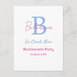 blue pink on clouds nine monogram bachelorette par vykort