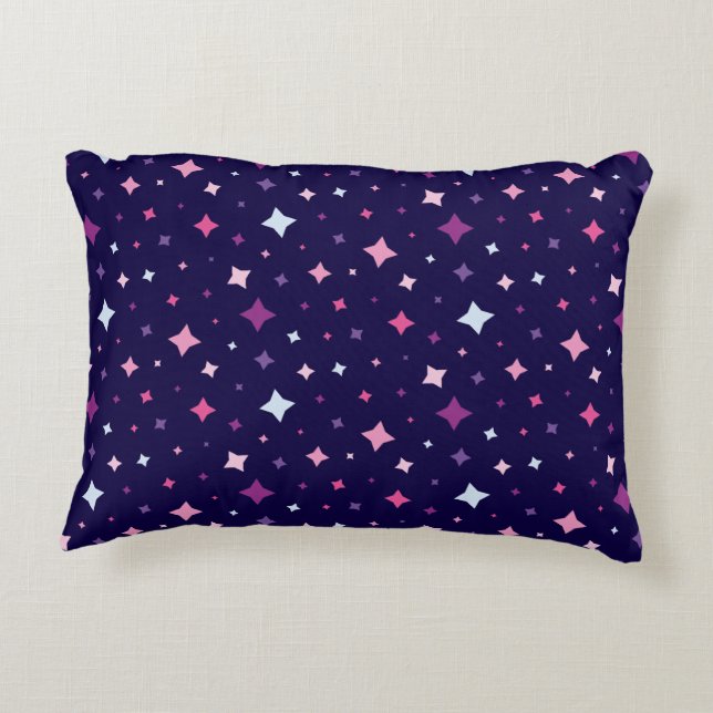 Blue Pink Purple Stars Cosmic Space Night Sky. Prydnadskudde (Baksidan)