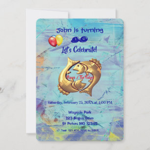 Blue Pisces Birthday (19 februari-20 mars) Inbjudningar