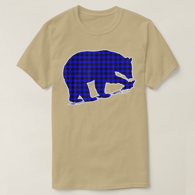 Blue Plaid Bear 453  T Shirt (Design framsida)