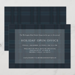 Blue Plaid Business Corporate Holiday Christmas In Inbjudningar