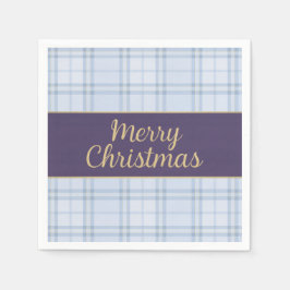 Blue Plaid Christmas Napkins • Merry Christmas • P Pappersservett