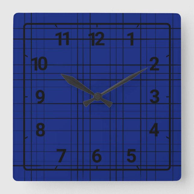 Blue plaid pattern fyrkantig klocka (Framsida)