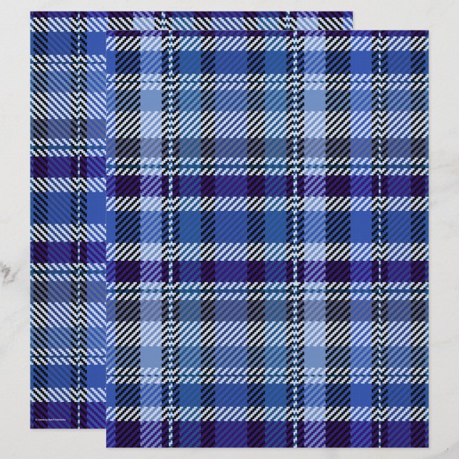 Blue Plaid Scrapbook Paper 2-Sided Page (Fram/baksida)