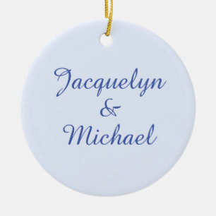 Blue Plain Elegant Modern Calligraphy Namn Julgransprydnad Keramik
