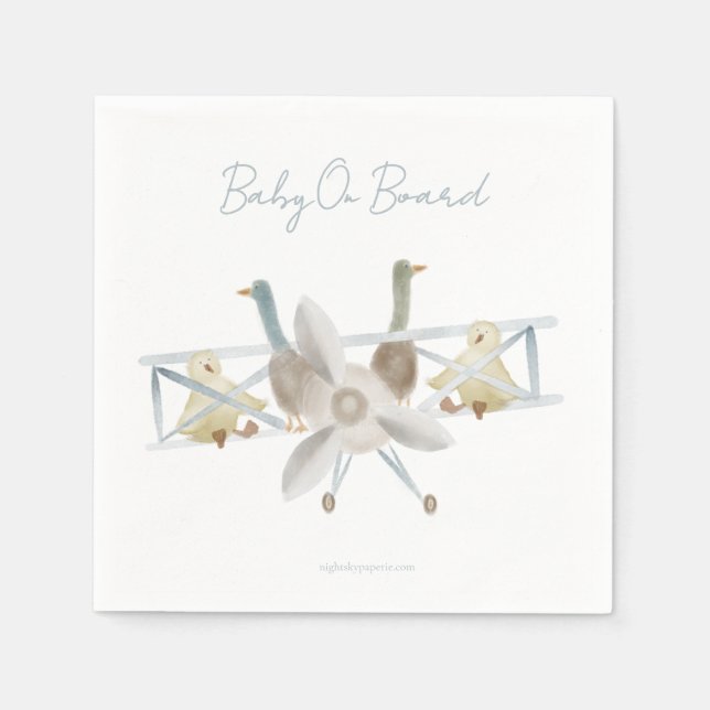 Blue Plane Baby Shower Napkins Pappersservett (Framsidan)