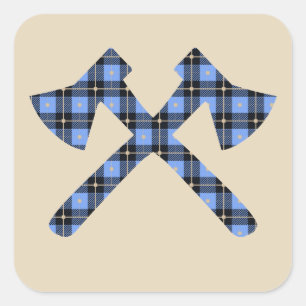 Blue Play Ax Lumberjack Fyrkantigt Klistermärke
