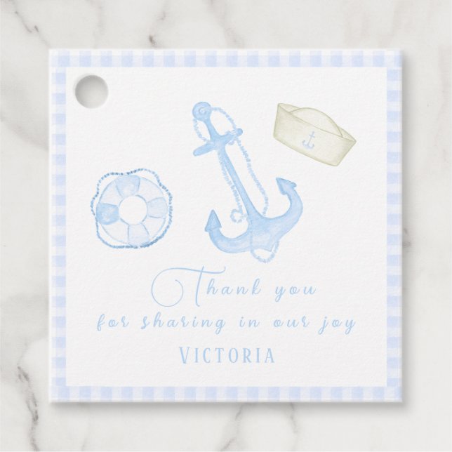 Blue Play Nautical Pojke Baby Shower Gåvor Etiketter (Framsida)