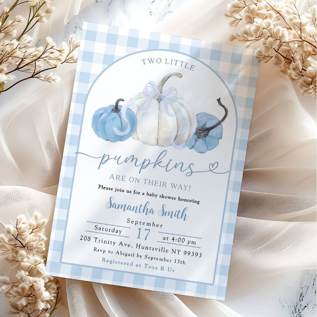 Blue Play Pumpkin Boy Twillingars Baby Shower Inbjudningar (Skapare uppladdad)