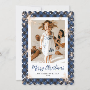 Blue Play Sparkly Snowflake Photo God jul Julkort
