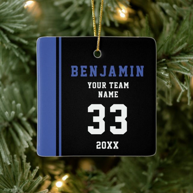 Blue Player Namn Number Team Sports Kids Keepsaké Julgransprydnad Keramik (Träd)
