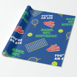 Blue Playful tennis Racket Shoes Birthday Gift Presentpapper