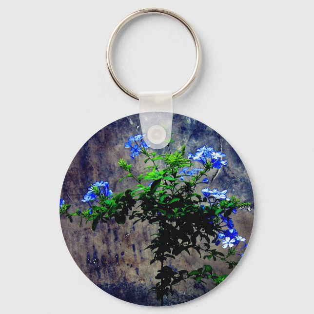 Blue Plumbago Flower Nyckelring (Framsida)