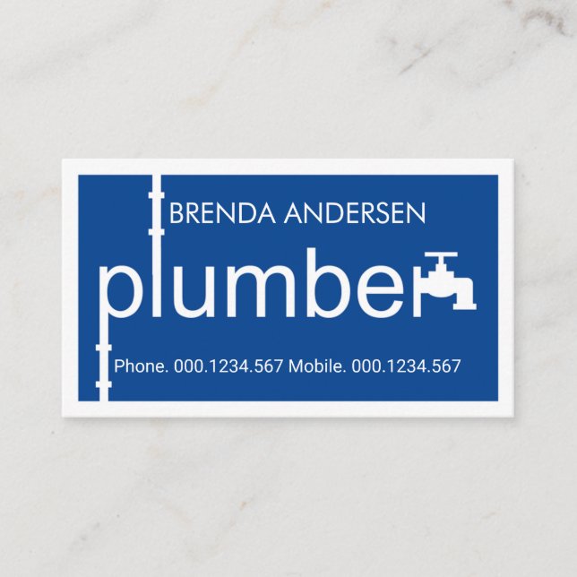 Blue Plumber Pipeline Plumbing Works Visitkort (Framsida)