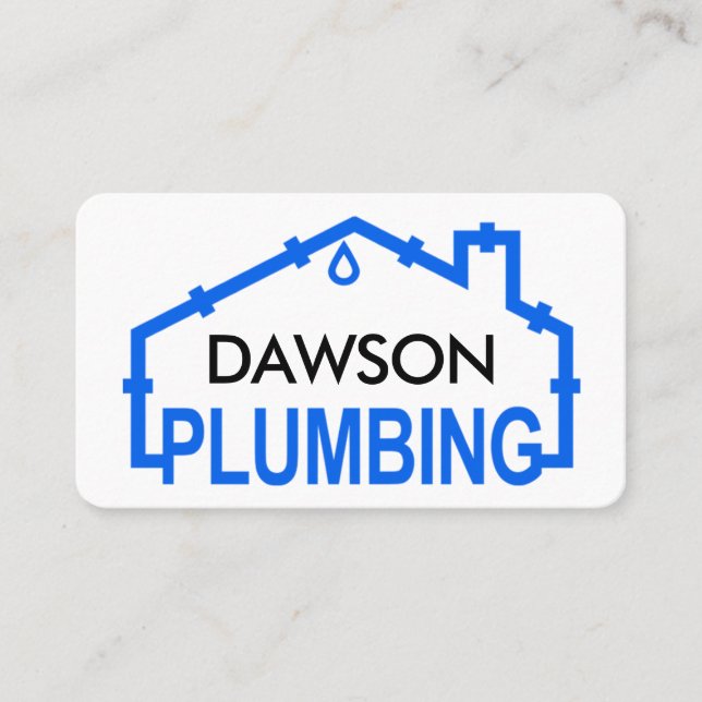 Blue PLUMBING Home Pipe Frame Visitkort (Framsida)