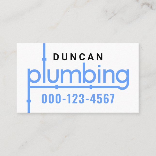 Blue Plumbing Pipeline Plumber Visitkort (Framsida)
