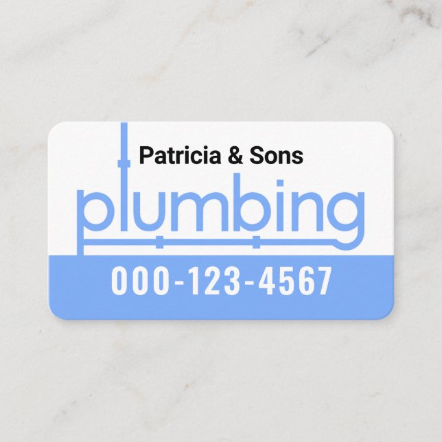 Blue Plumbing Pipes Signage Plumber Visitkort (Framsida)