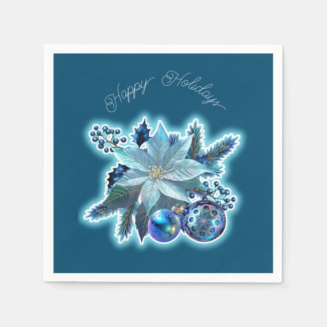 Blue Poinsettia Joy Pappersservett (Framsidan)