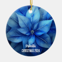 Blue Poinsettia Personlig Ornament