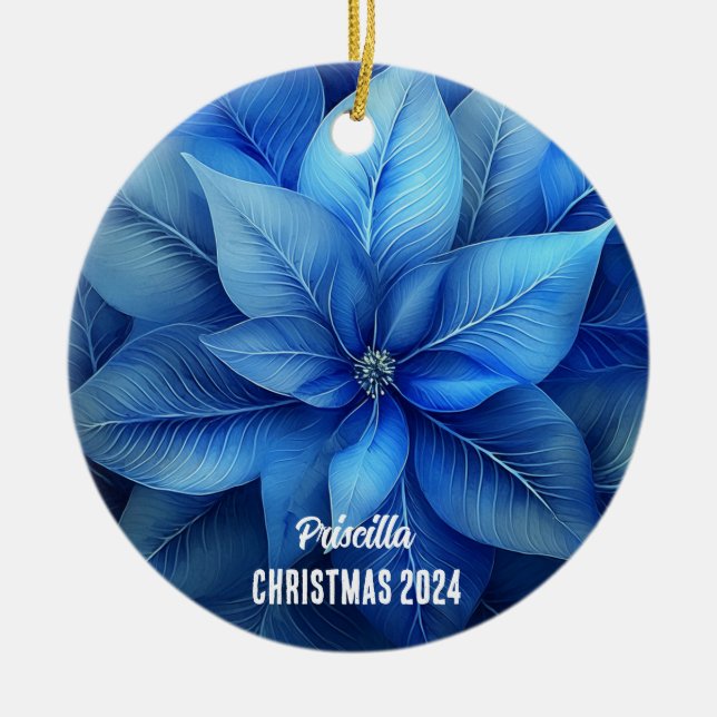 Blue Poinsettia Personlig Ornament (Framsidan)