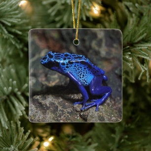 Blue Poison Dart Frog, Bright Blue Frog Julgransprydnad Keramik