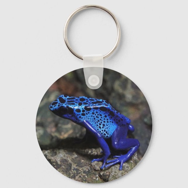 Blue Poison Dart Frog, Bright Blue Frog Nyckelring (Framsida)