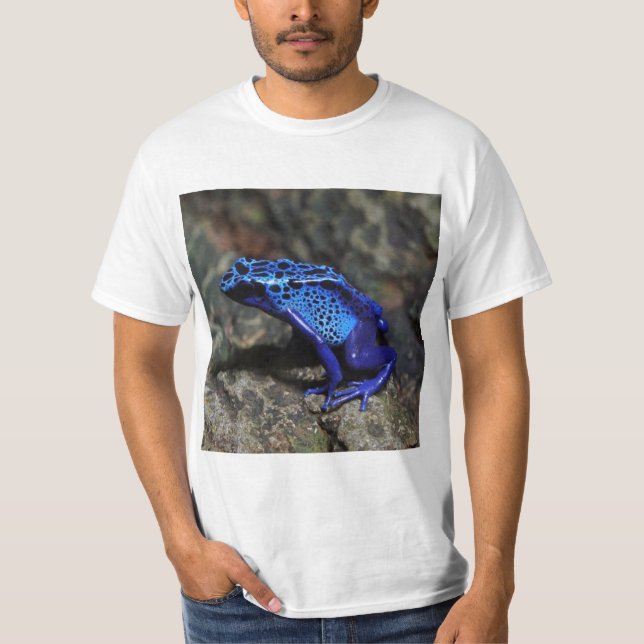 Blue Poison Dart Frog, Bright Blue Frog T Shirt (Framsida)