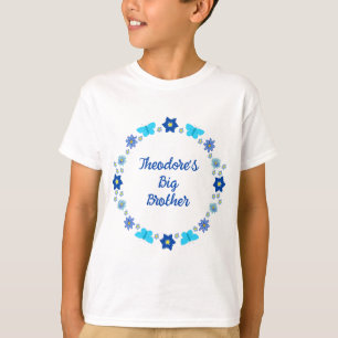 Blue Pojke Butterflies and Flowers Big Brother T Shirt