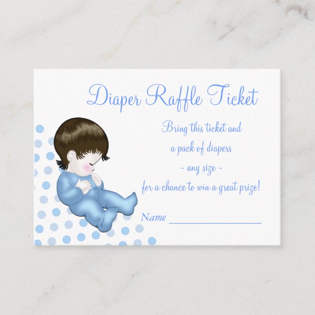 Blue Pojke Diaper Raffle Biljett Tilläggskort (Framsida)