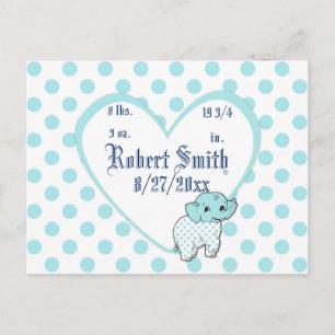 Blue Pojke Elephant Heart och Polka dots Vykort