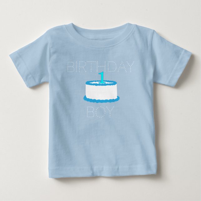 Blue Pojke First Birthday Shirt T Shirt (Framsida)