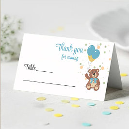 Blue Pojke Nalle Baby Shower Guest Namn Placeringskort