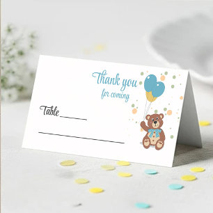 Blue Pojke Nalle Baby Shower Guest Namn Placeringskort
