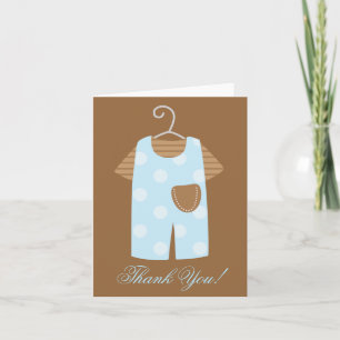 Blue Pojke Outfit Baby Shower Tack Kort
