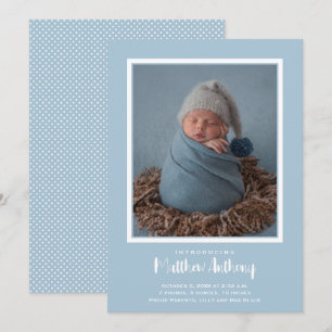 Blue Pojke Photo Birth Meddelande