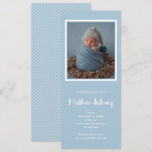 Blue Pojke Photo Birth Meddelande