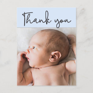 Blue - Pojke Photo Tack för ditt skript Birth Meddelande Vykort