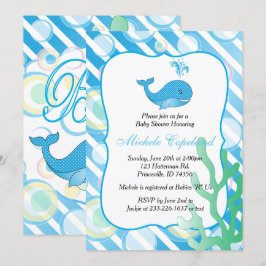 Blue Pojke Whale Baby Shower Inbjudningar